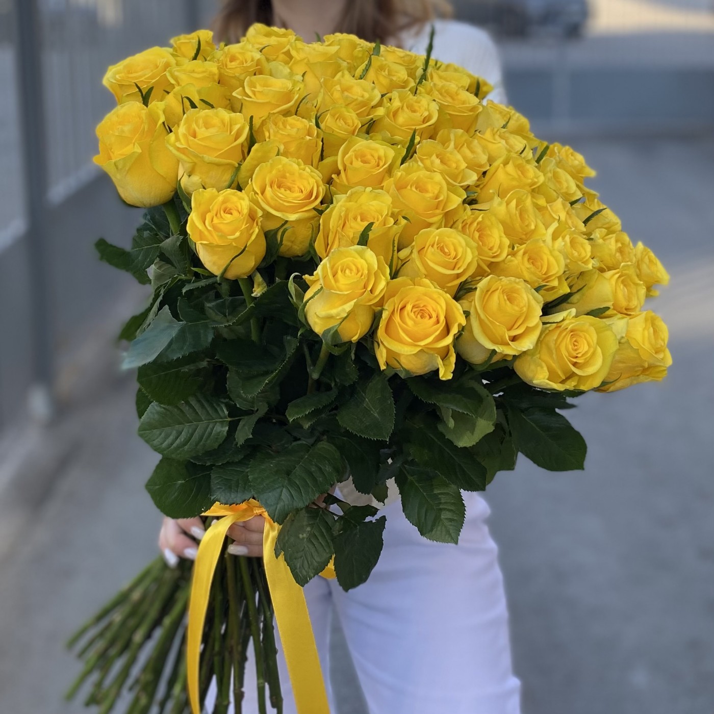 51 желтая роза Хай Еллоу 60 см